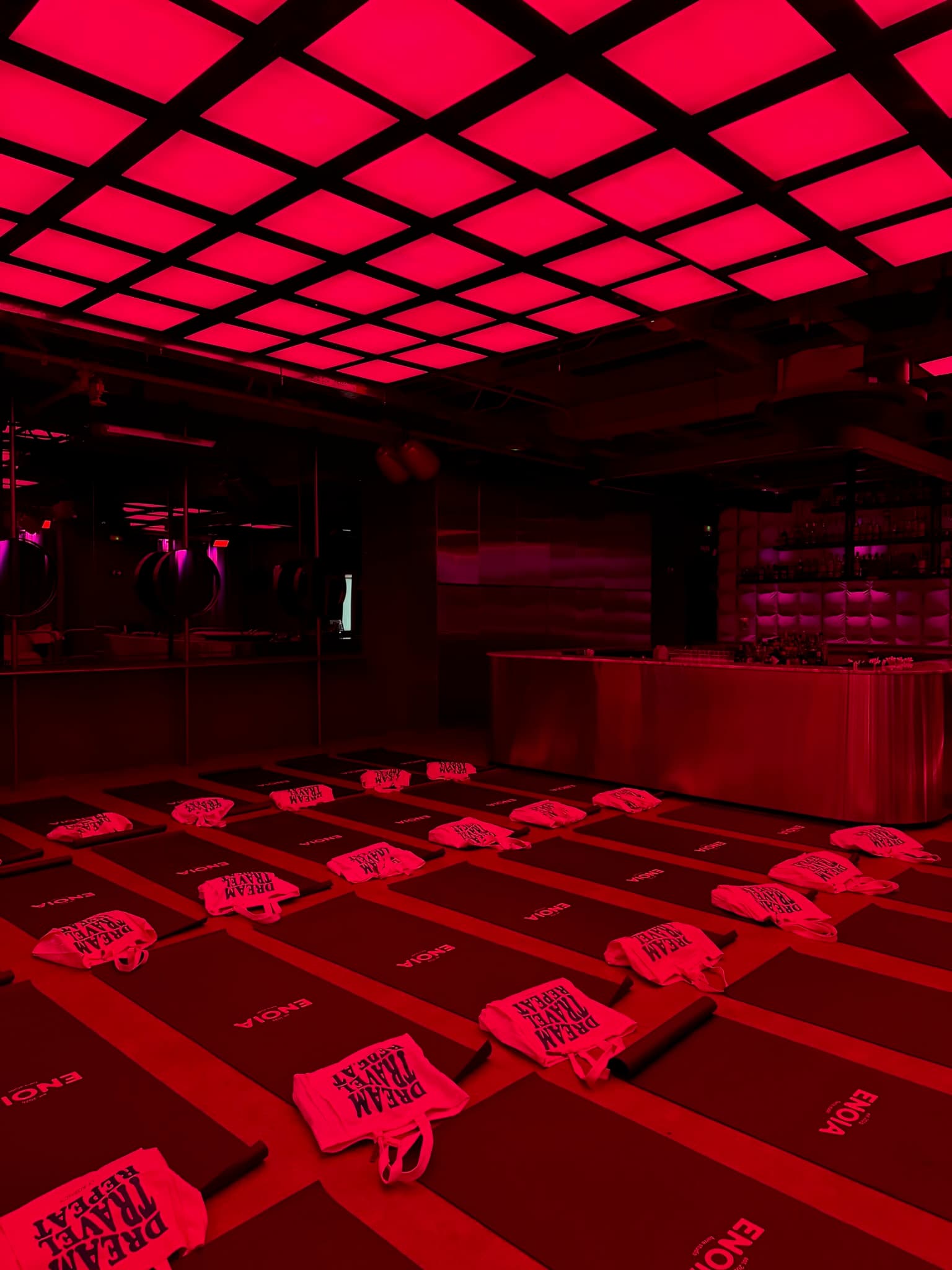 Branded event materials laid out for an activation